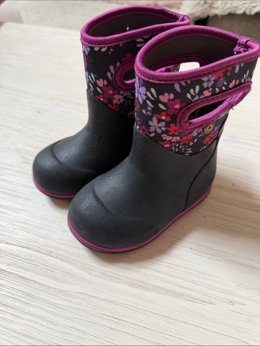 Bogs Kids Purple Floral Waterproof Boots